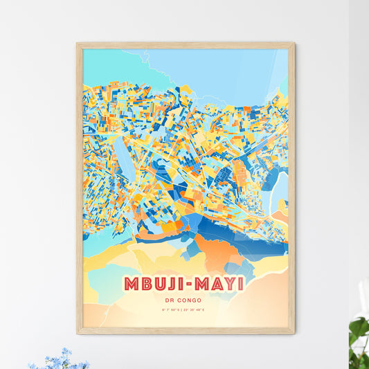 Colorful MBUJI-MAYI DR CONGO Fine Art Map Blue Orange