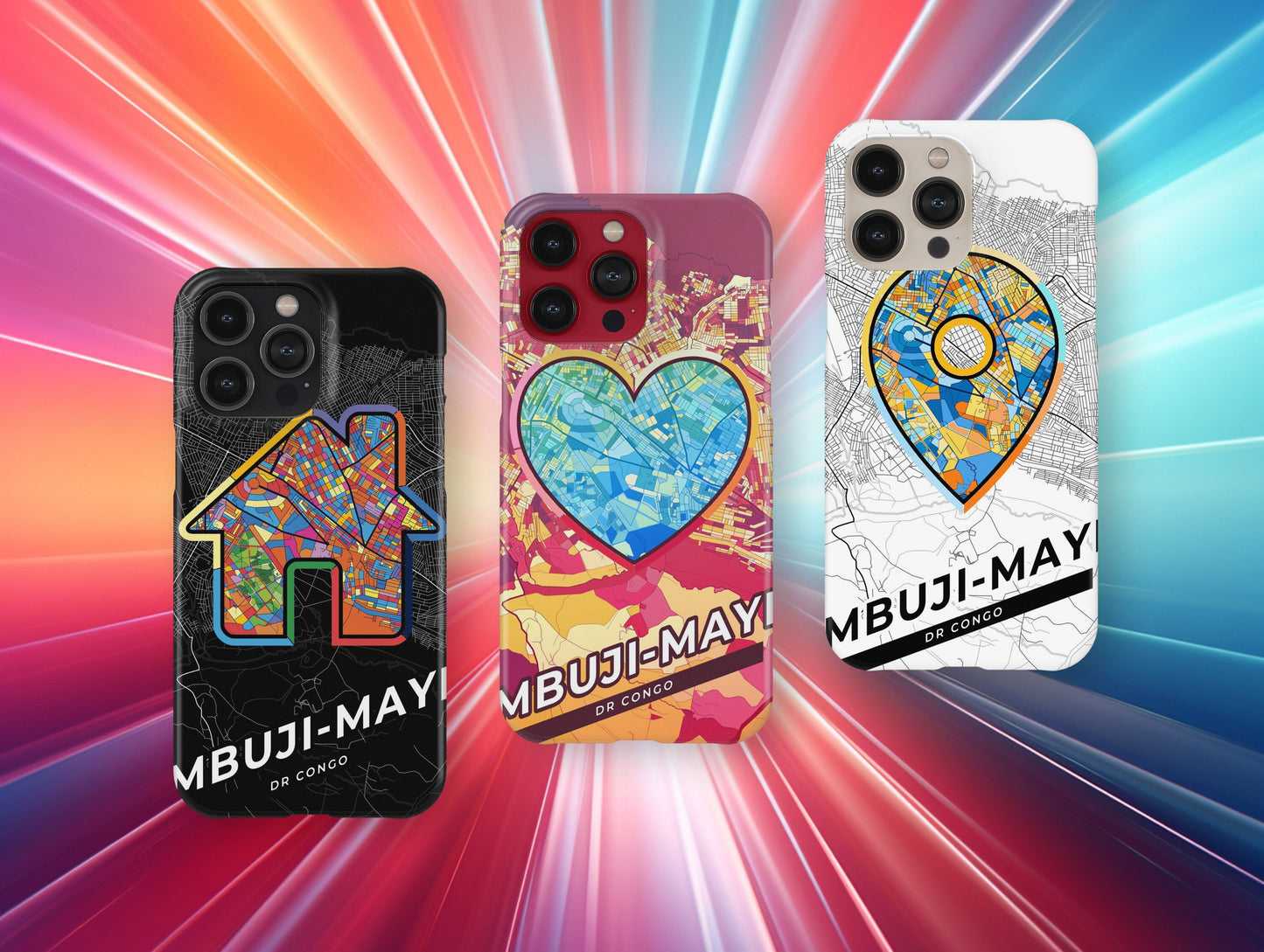 Mbuji-Mayi Dr Congo slim phone case with colorful icon. Birthday, wedding or housewarming gift. Couple match cases.