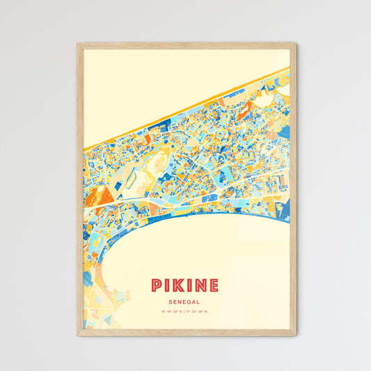 Colorful Pikine Senegal Fine Art Map Blue Orange