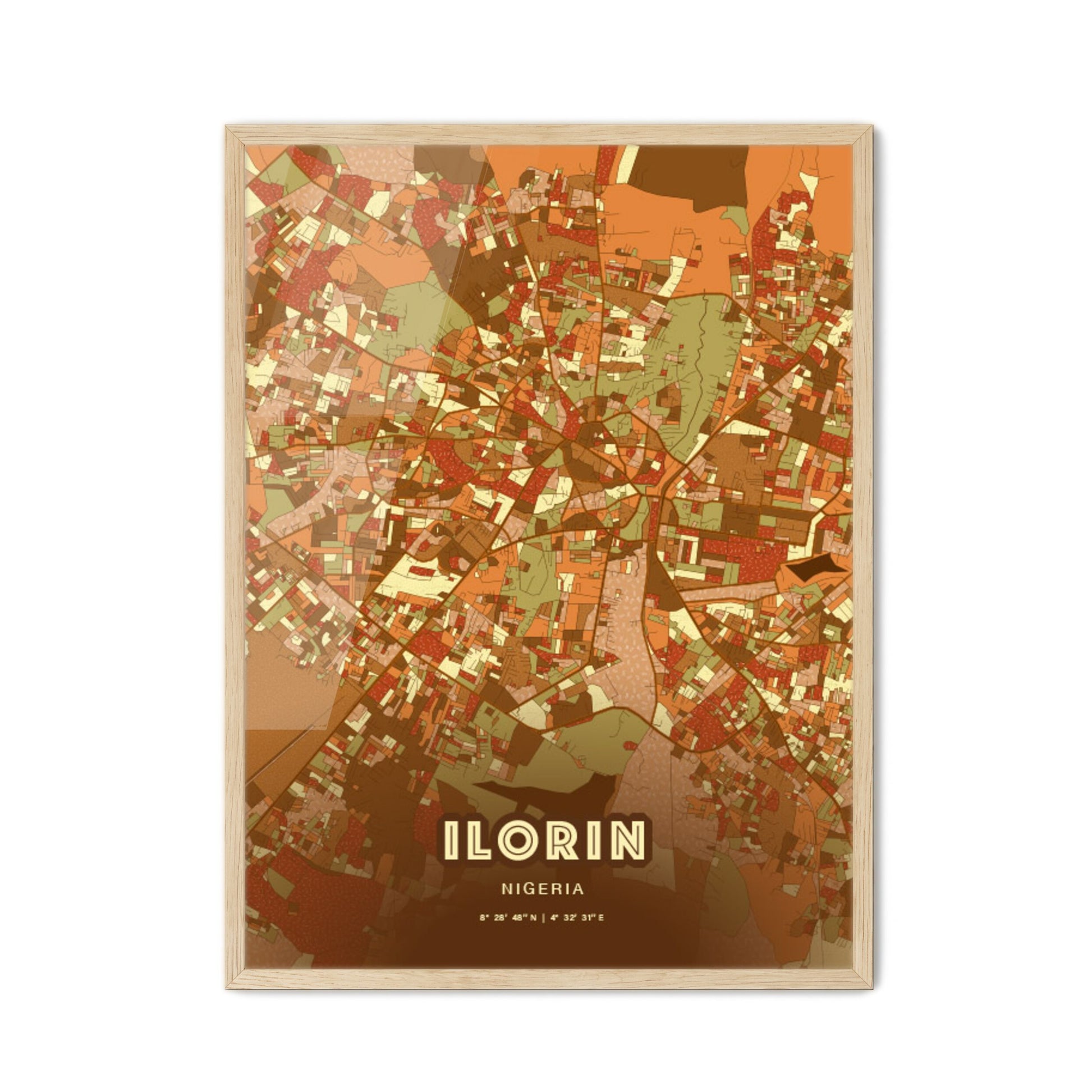 Colorful ILORIN NIGERIA Fine Art Map Farmhouse