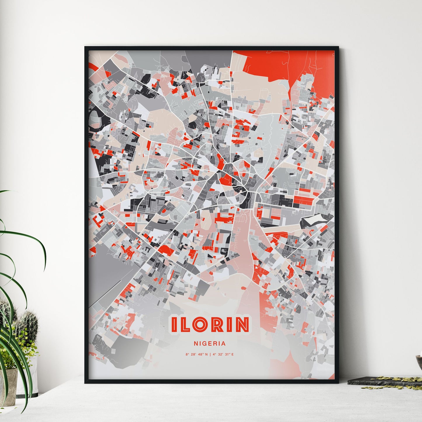 Colorful ILORIN NIGERIA Fine Art Map Modern