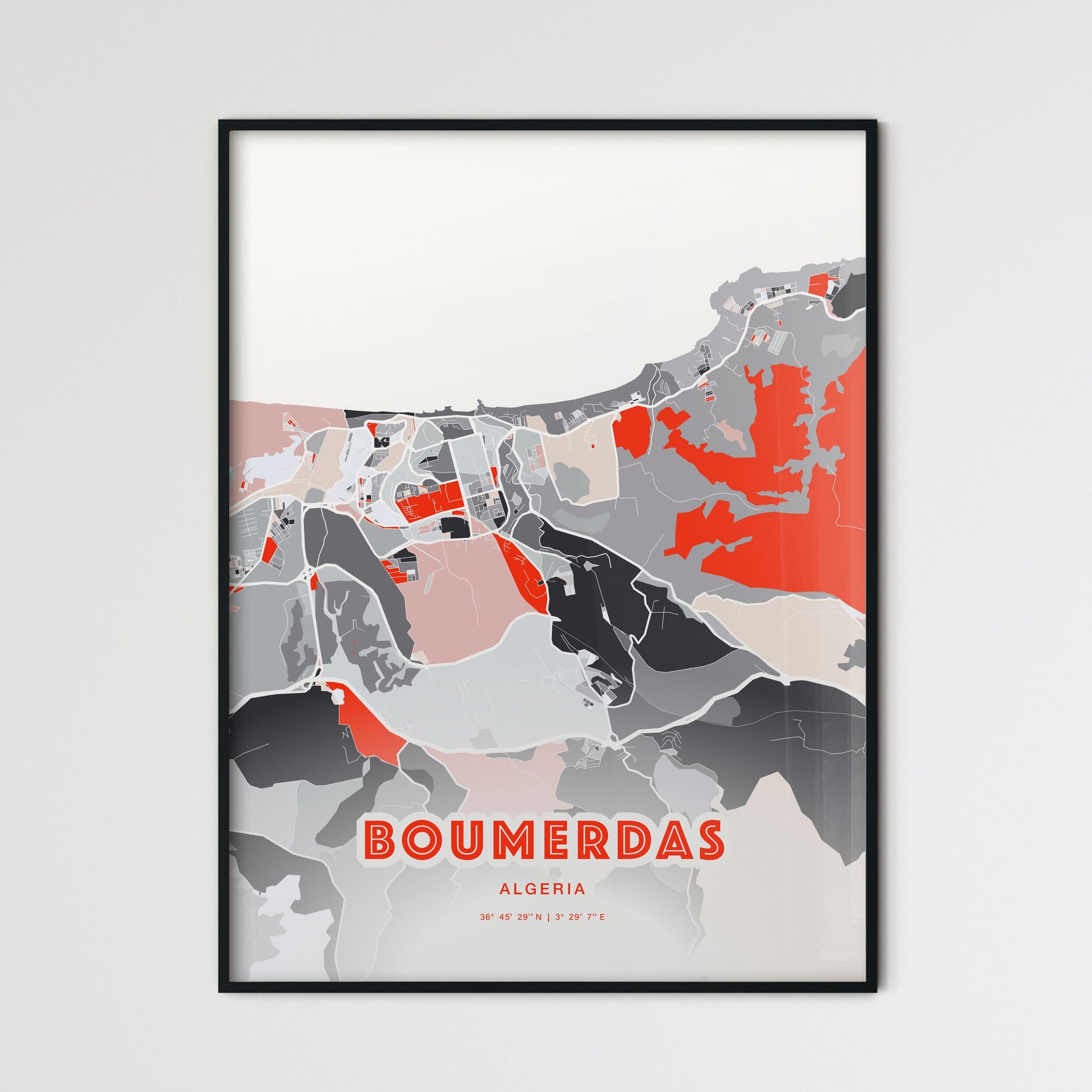 Colorful BOUMERDAS ALGERIA Fine Art Map Modern