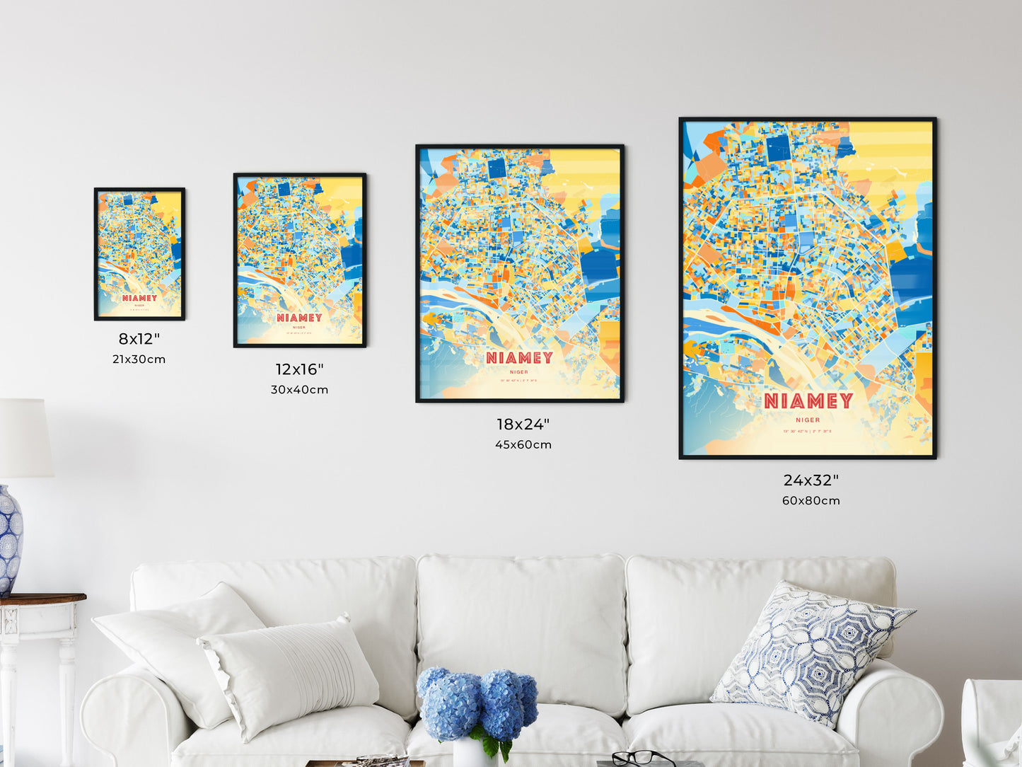 Colorful NIAMEY NIGER Fine Art Map