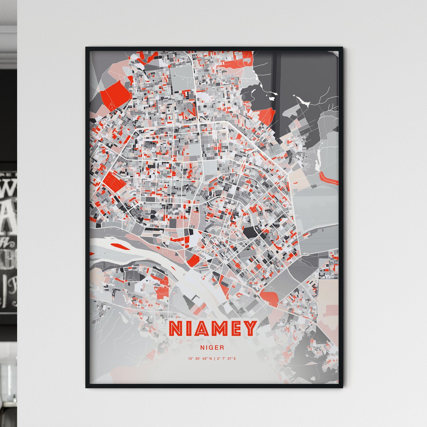 Colorful NIAMEY NIGER Fine Art Map Modern