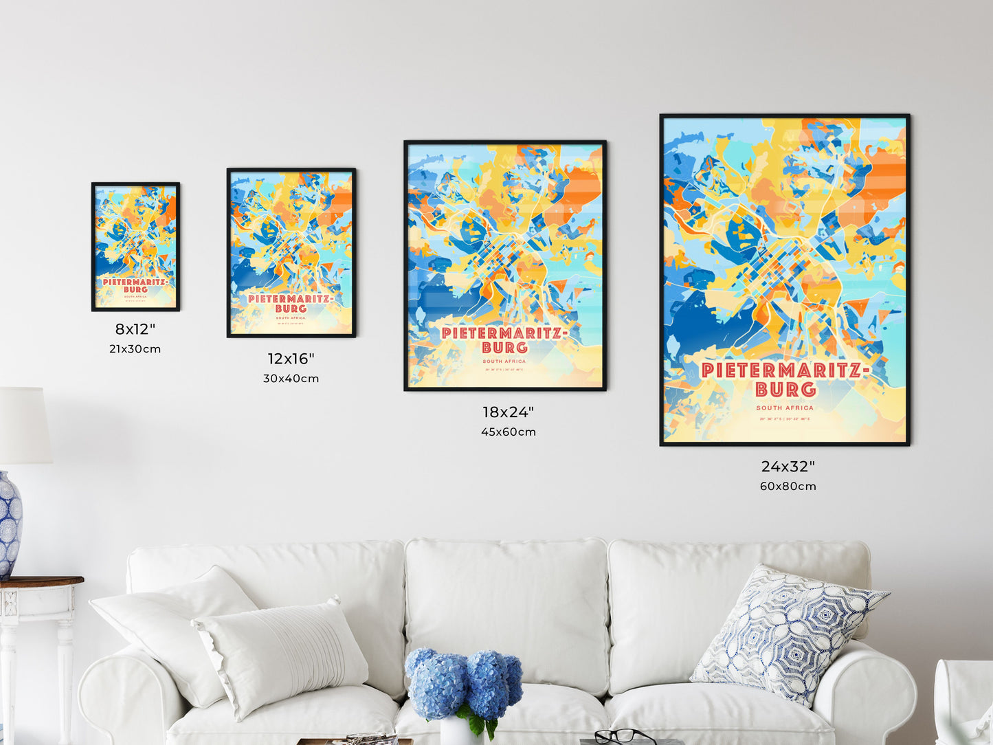 Colorful PIETERMARITZBURG SOUTH AFRICA Fine Art Map