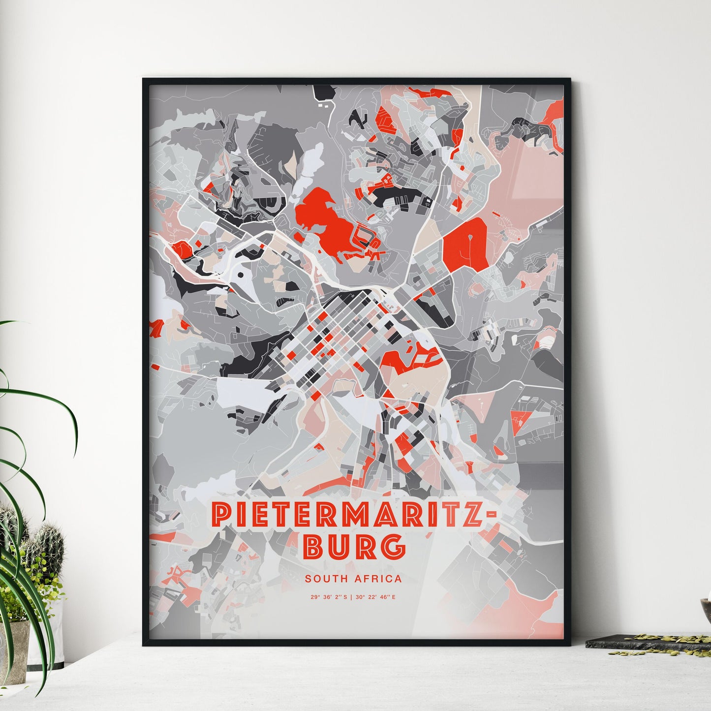 Colorful PIETERMARITZBURG SOUTH AFRICA Fine Art Map Modern