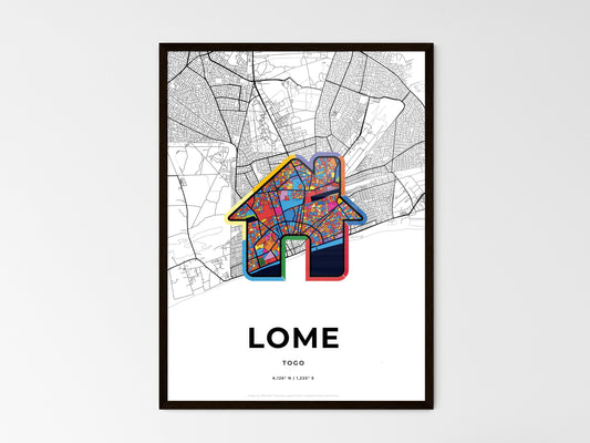 Lome Togo wedding art map with home icon