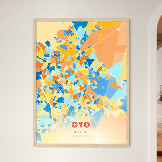 Colorful Oyo Nigeria Fine Art Map Blue Orange