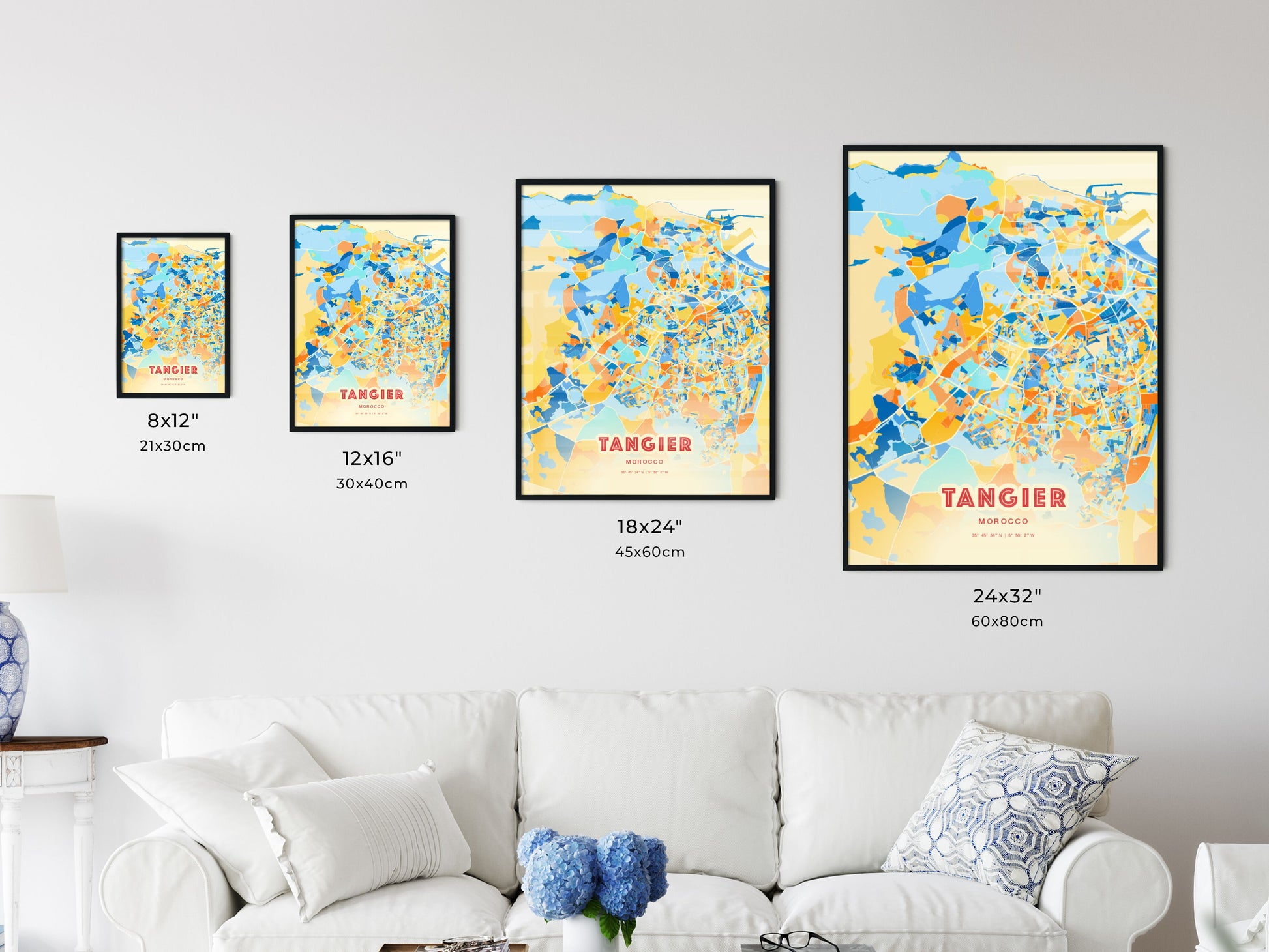 Colorful TANGIER MOROCCO Fine Art Map