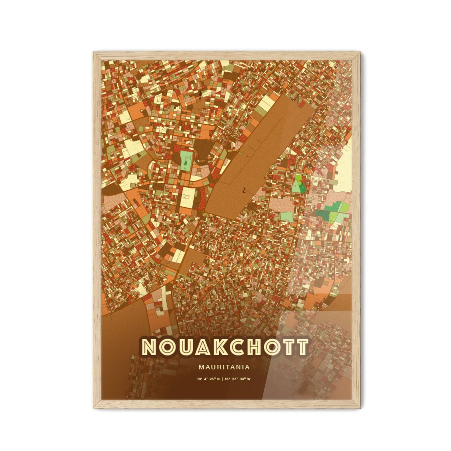 Colorful NOUAKCHOTT MAURITANIA Fine Art Map Farmhouse