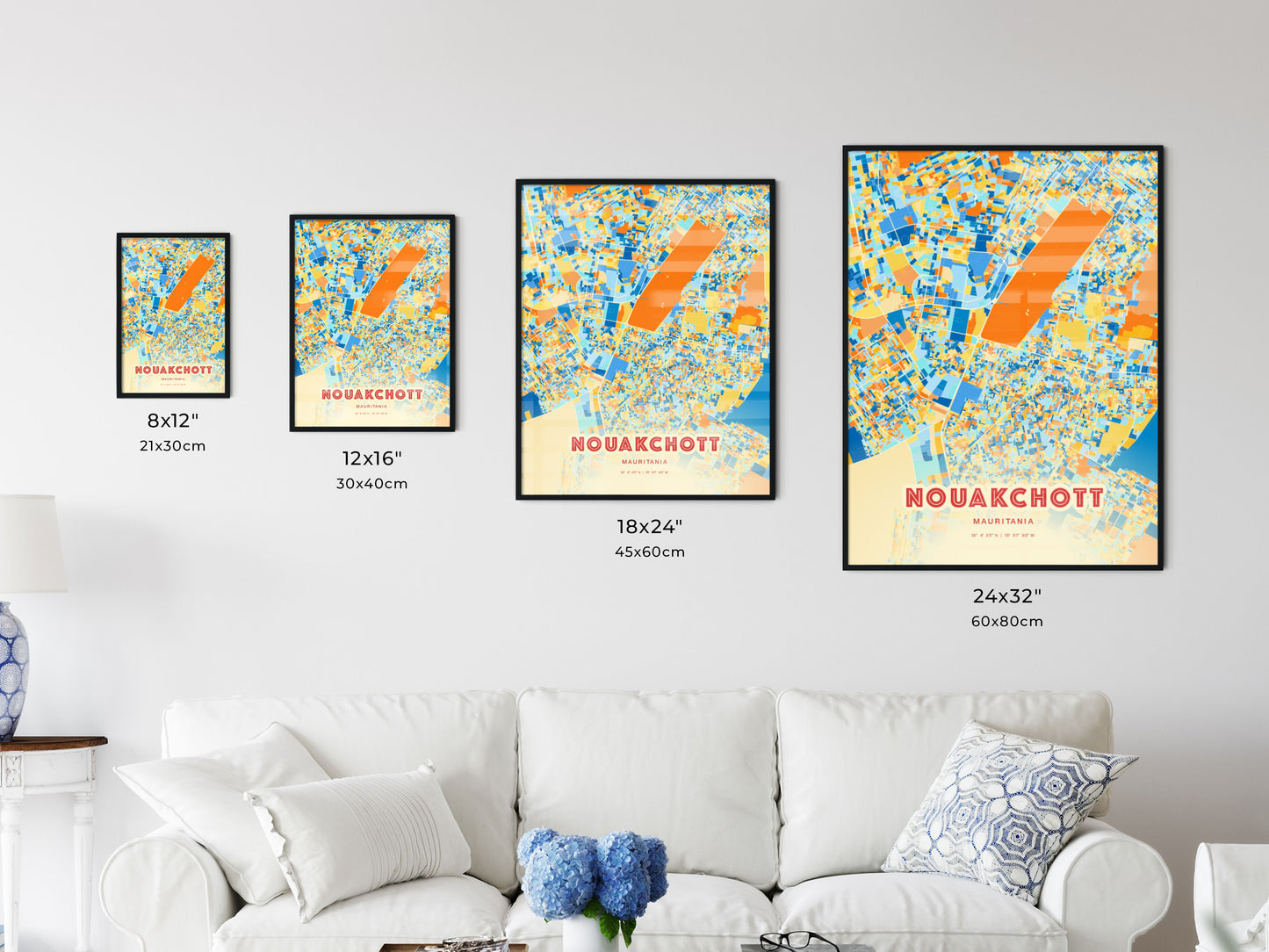 Colorful NOUAKCHOTT MAURITANIA Fine Art Map