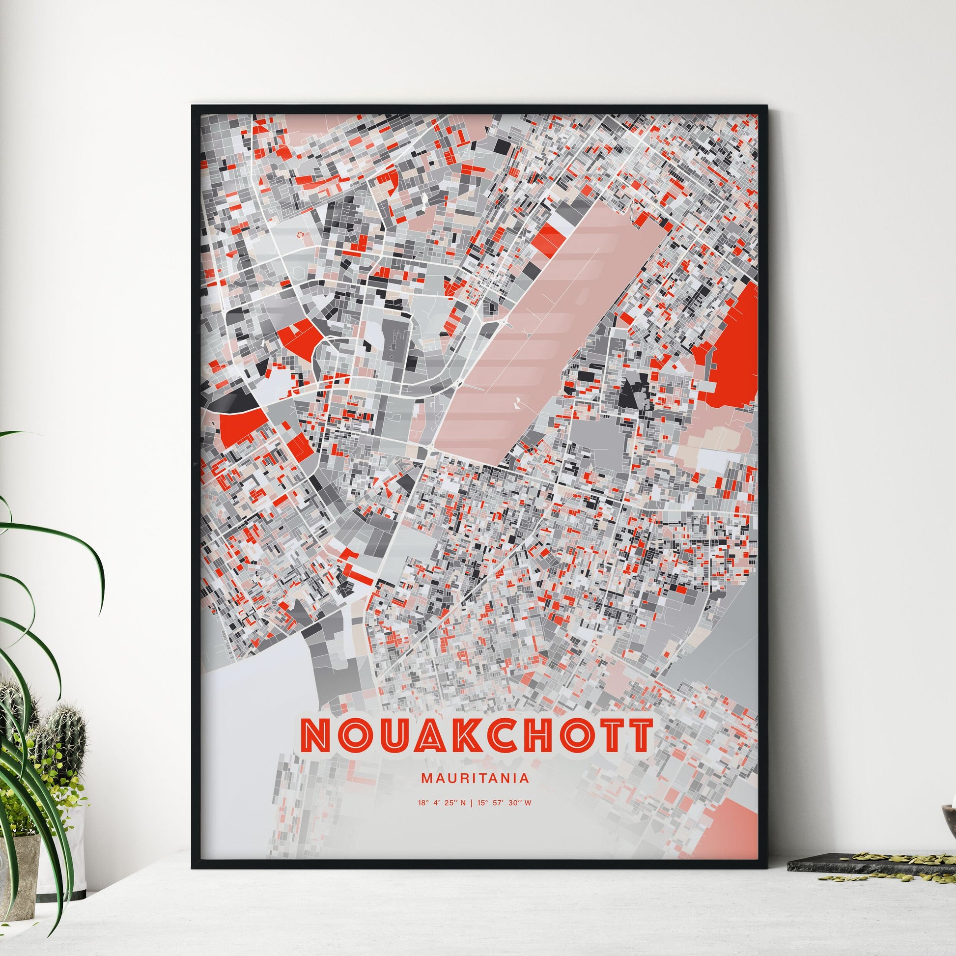 Colorful NOUAKCHOTT MAURITANIA Fine Art Map Modern