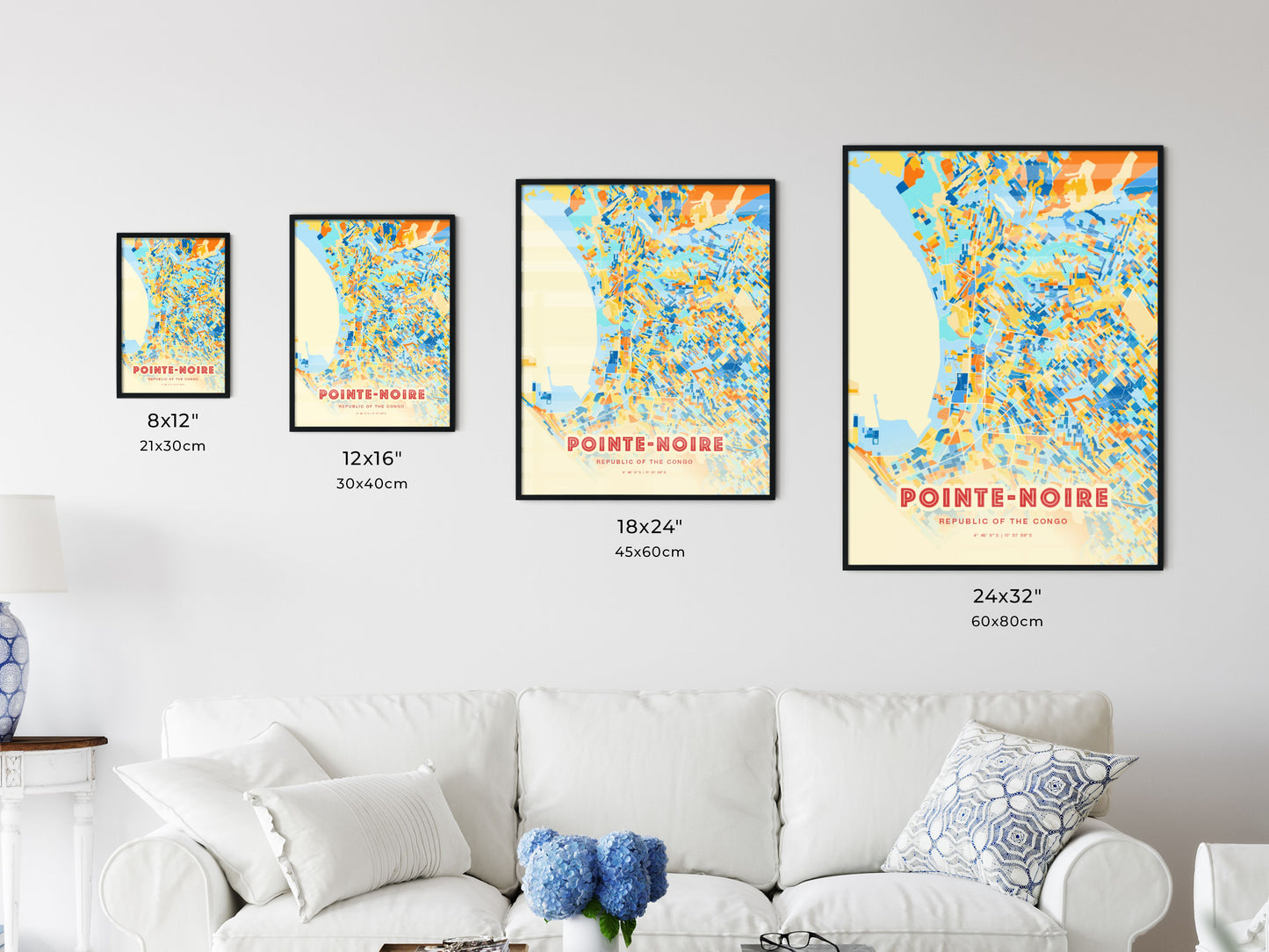 Colorful POINTE-NOIRE REPUBLIC OF THE CONGO Fine Art Map