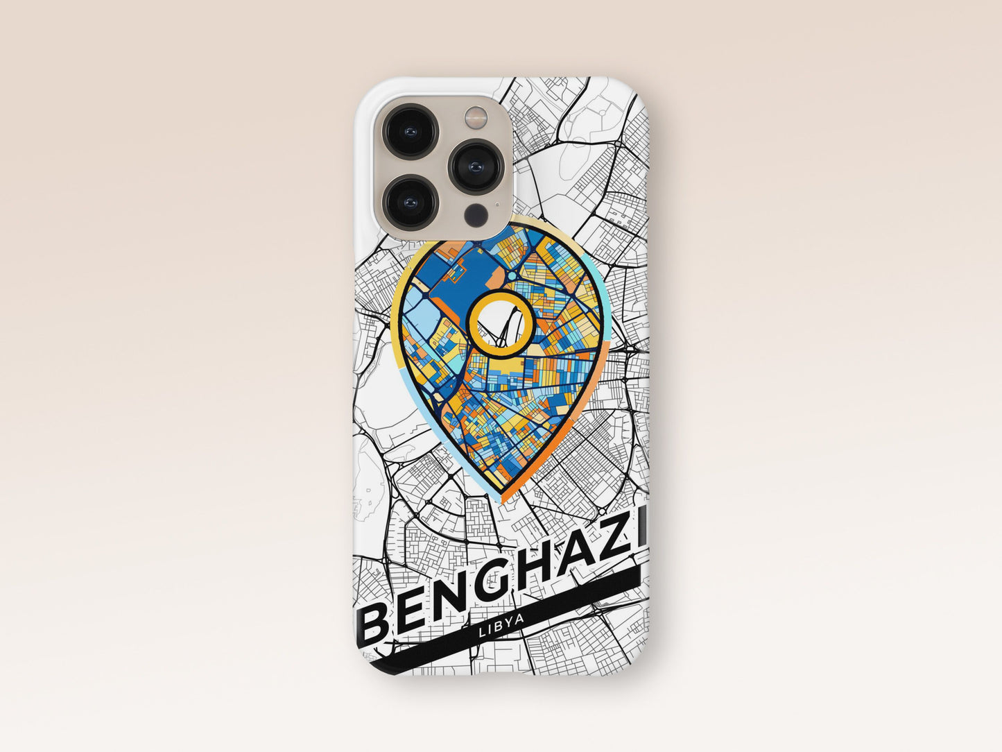Benghazi Libya slim phone case with colorful icon. Birthday, wedding or housewarming gift. Couple match cases. 1