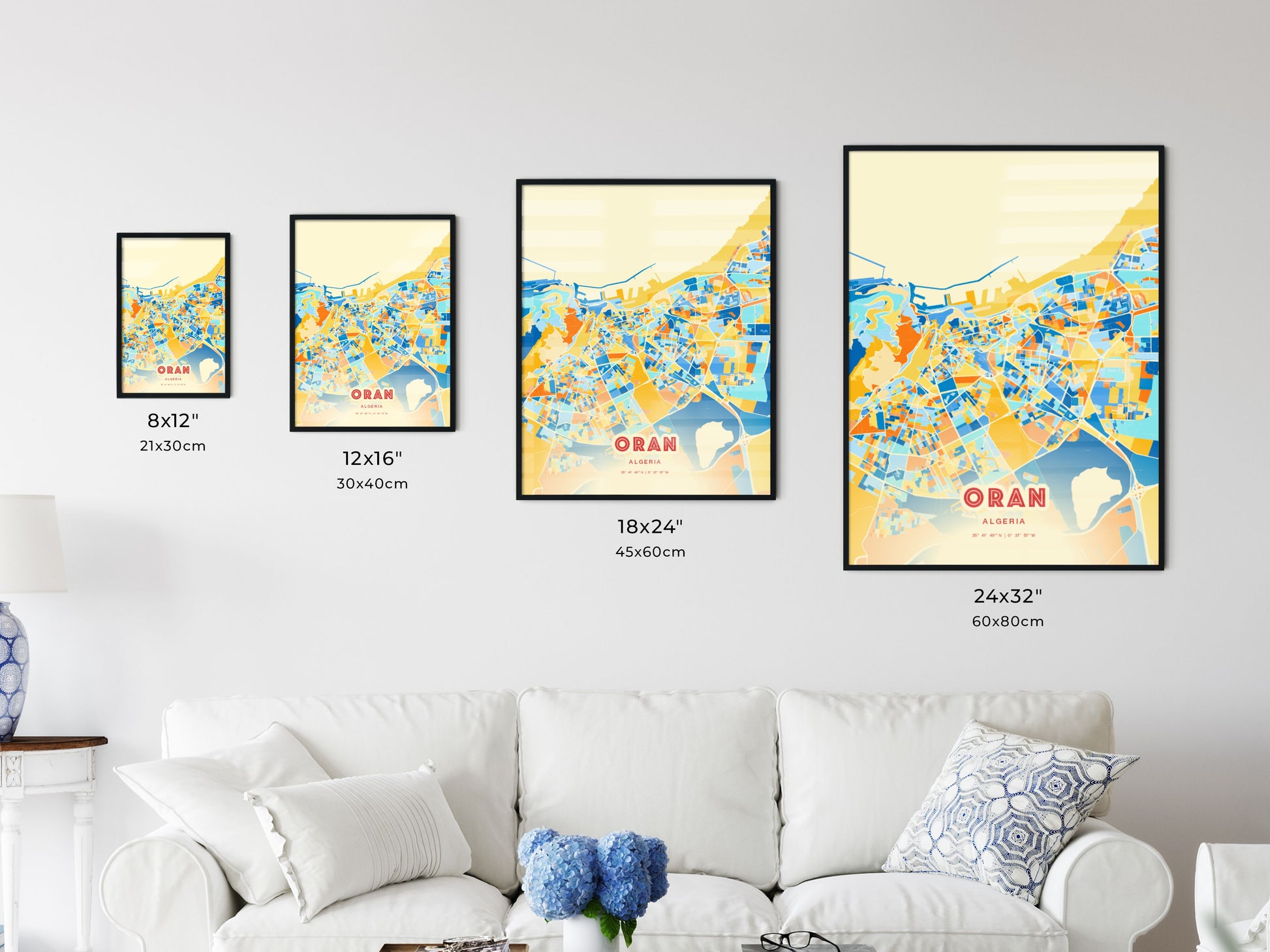 Colorful ORAN ALGERIA Fine Art Map