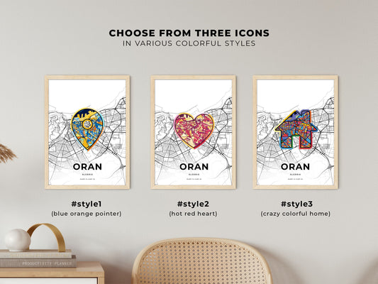 Oran Algeria maps with colorful icons