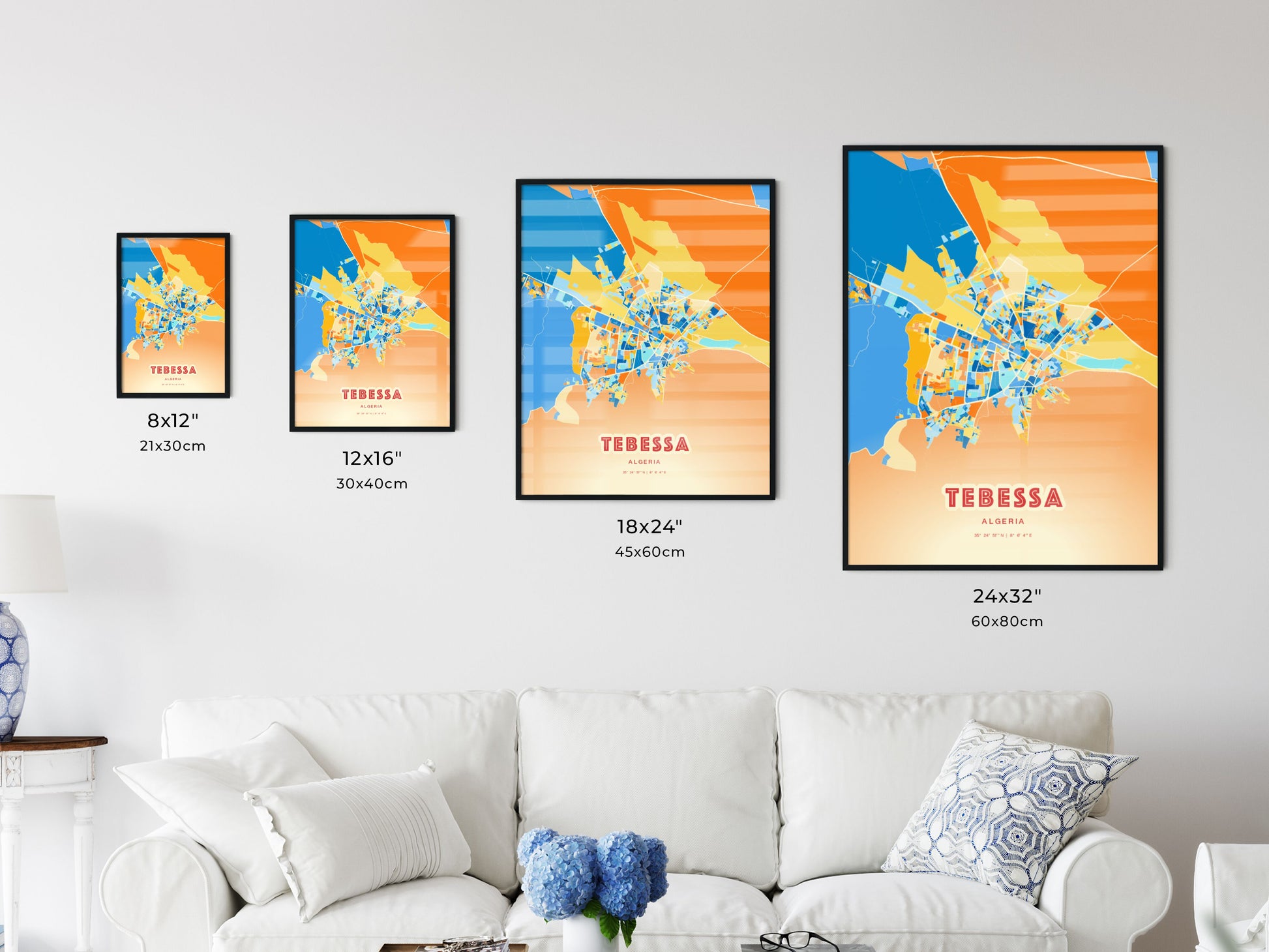 Colorful TEBESSA ALGERIA Fine Art Map