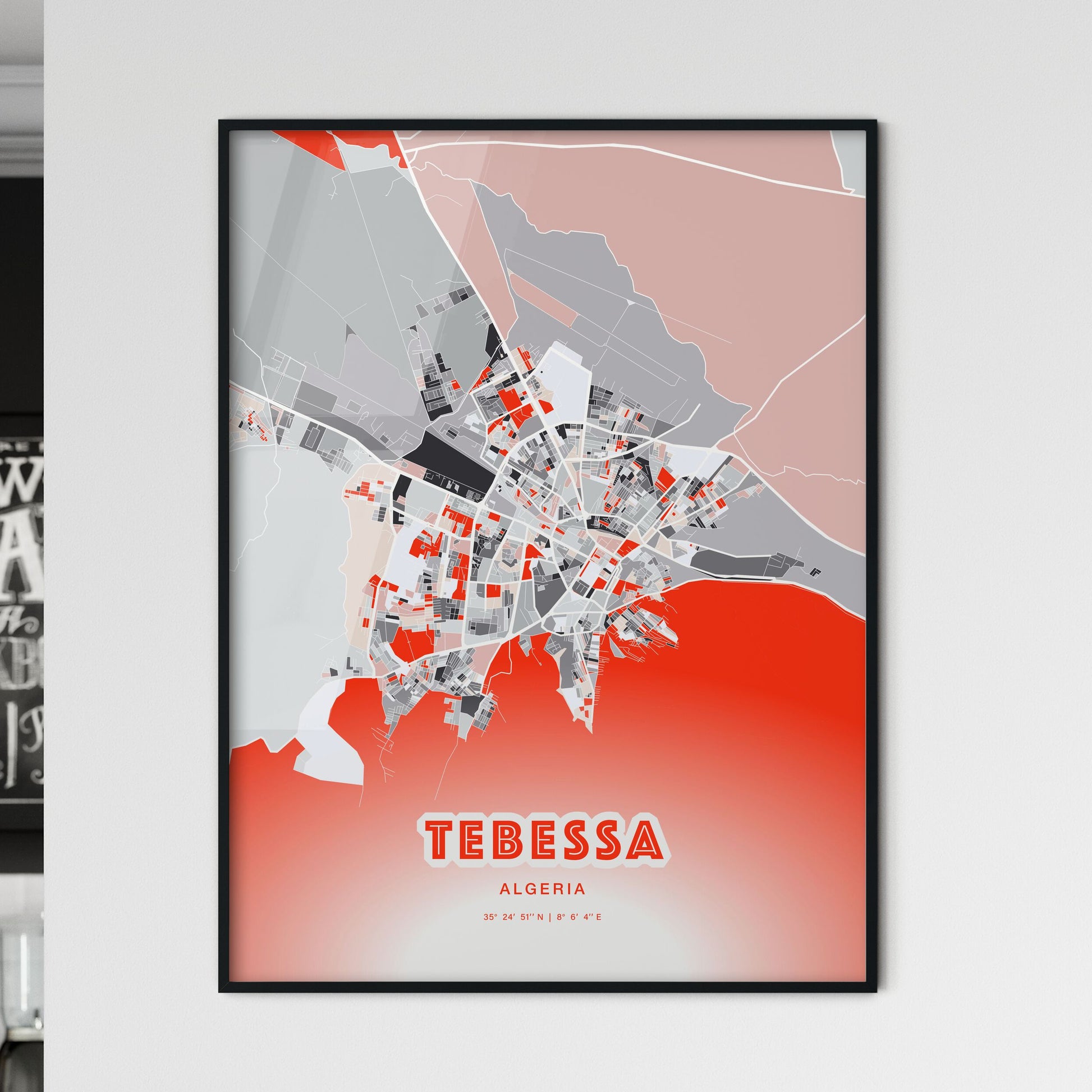 Colorful TEBESSA ALGERIA Fine Art Map Modern