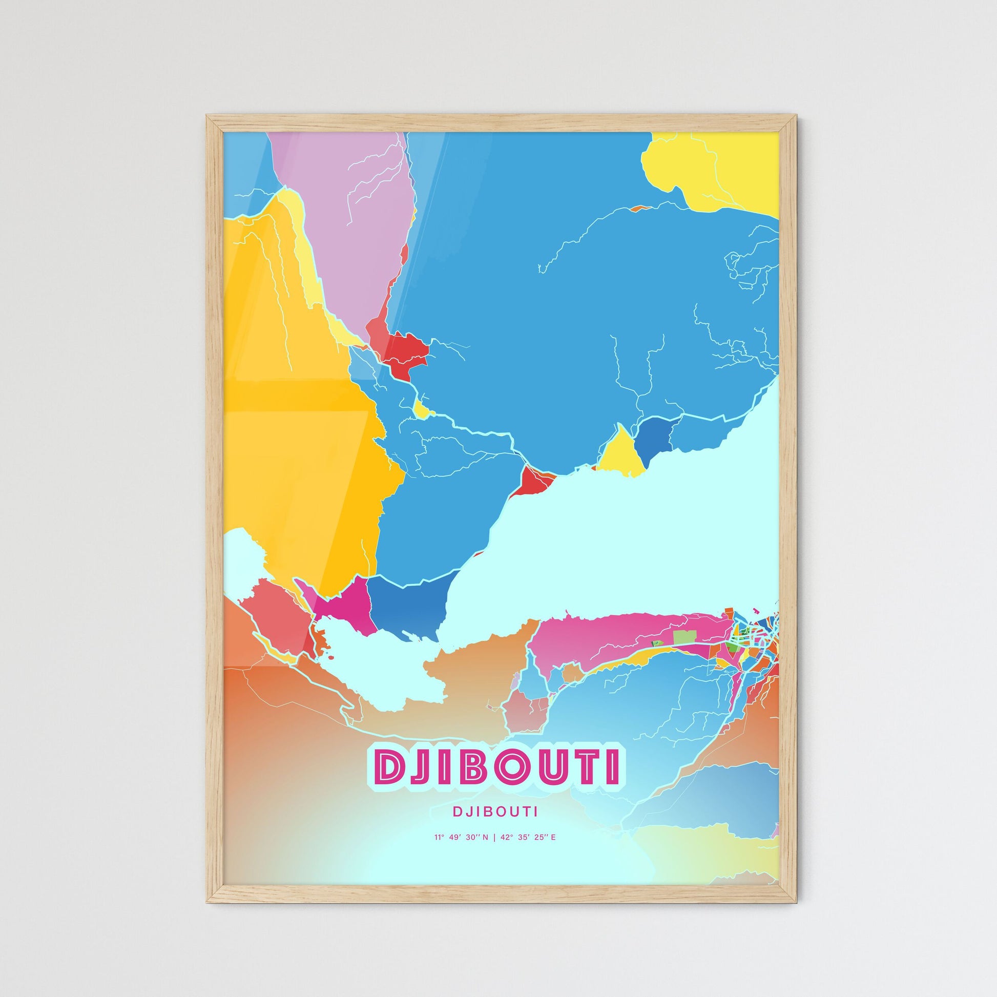 Colorful DJIBOUTI DJIBOUTI Fine Art Map Crazy Colors
