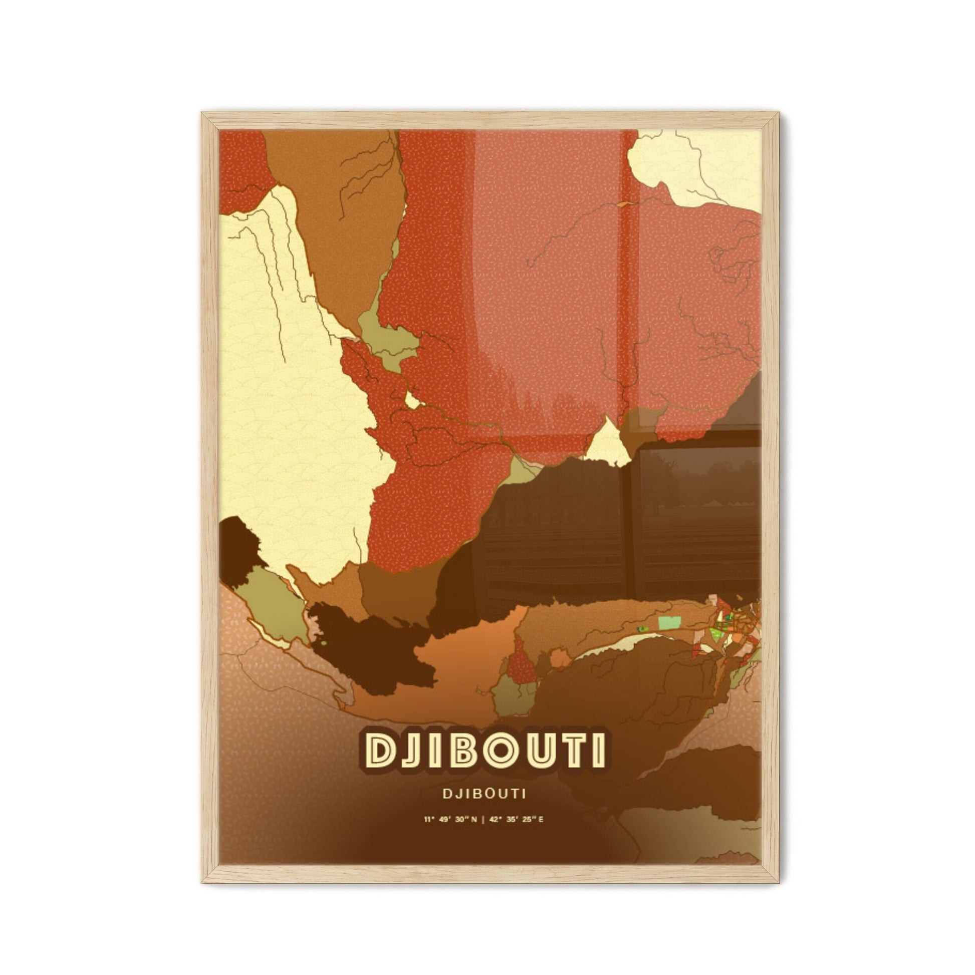 Colorful DJIBOUTI DJIBOUTI Fine Art Map Farmhouse