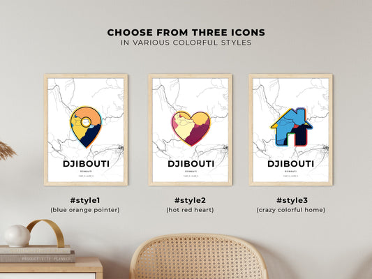 Djibouti Djibouti maps with colorful icons