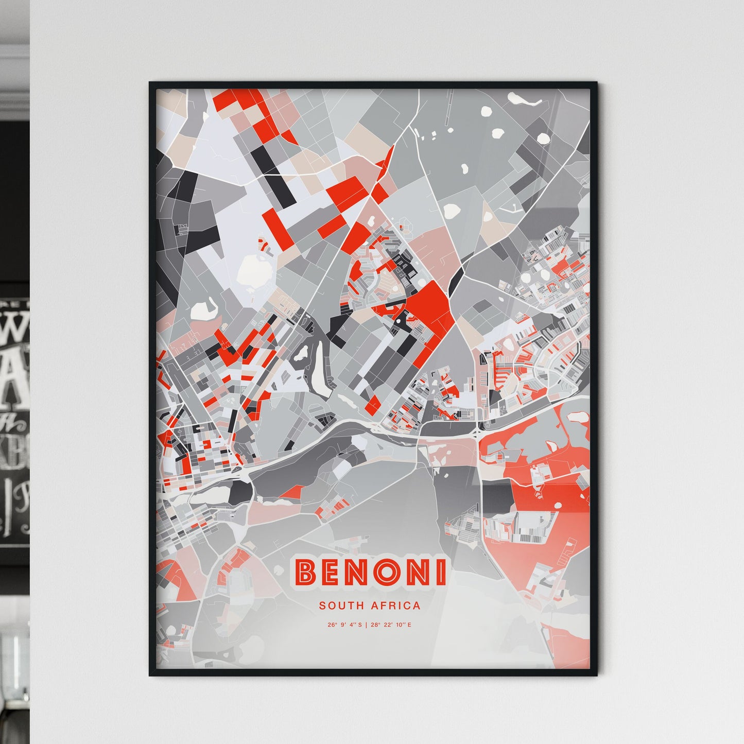 Colorful BENONI SOUTH AFRICA Fine Art Map Modern