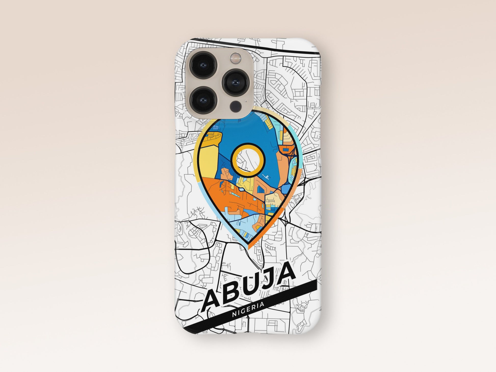 Abuja Nigeria slim phone case with colorful icon. Birthday, wedding or housewarming gift. Couple match cases. 1