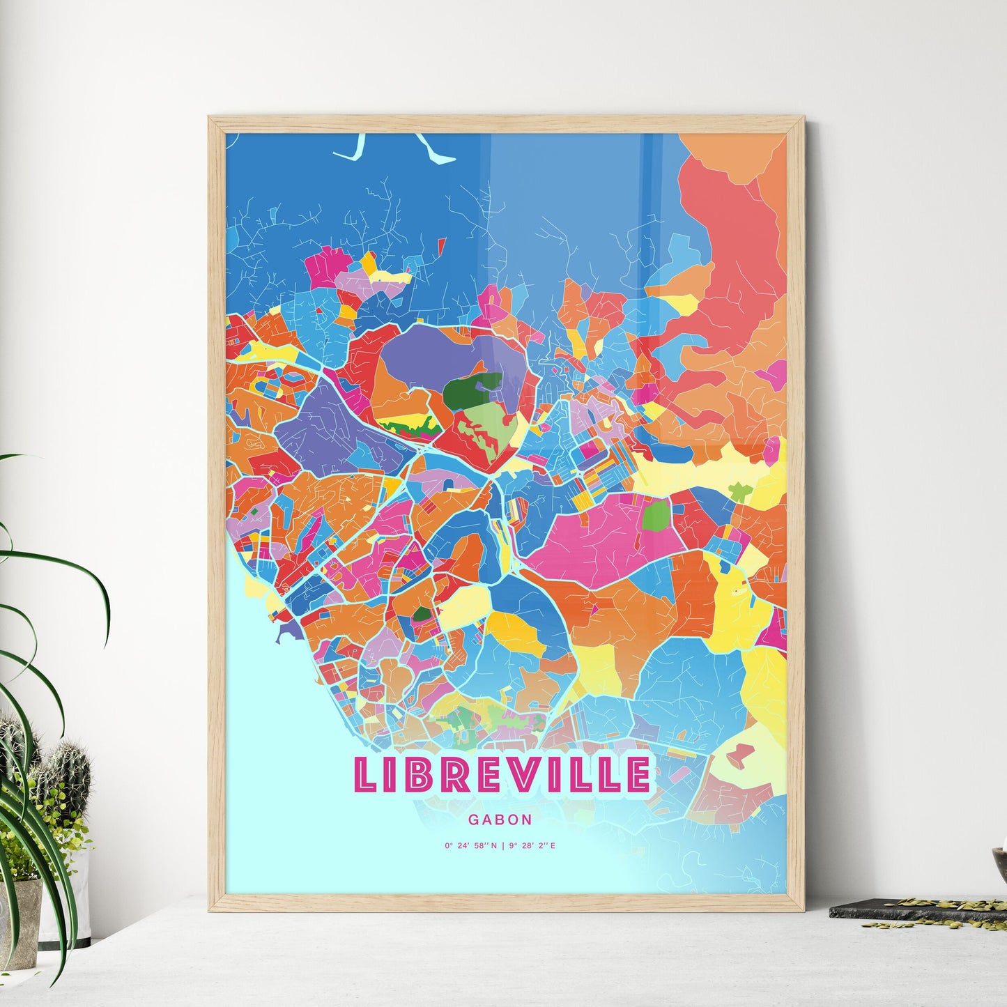 Colorful LIBREVILLE GABON Fine Art Map Crazy Colors