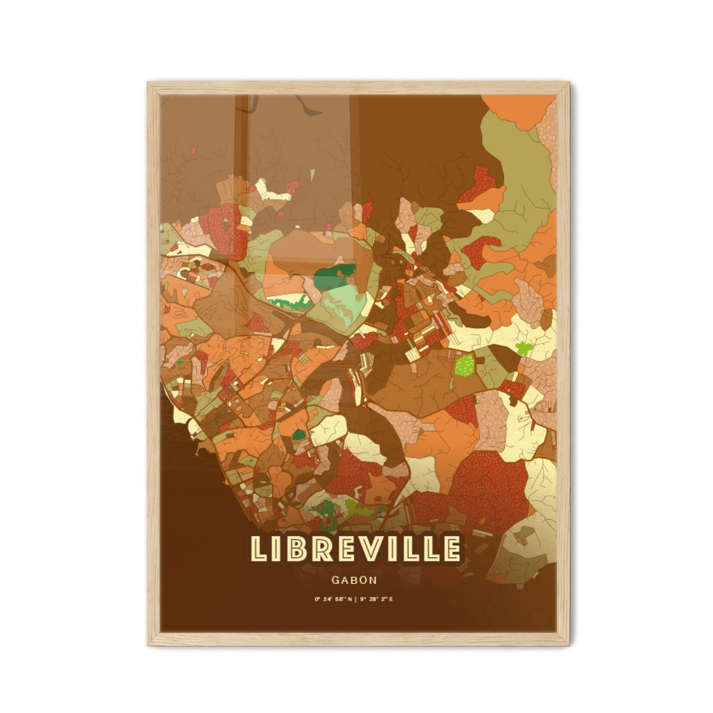 Colorful LIBREVILLE GABON Fine Art Map Farmhouse