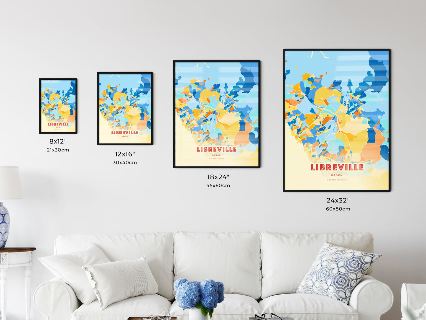 Colorful LIBREVILLE GABON Fine Art Map