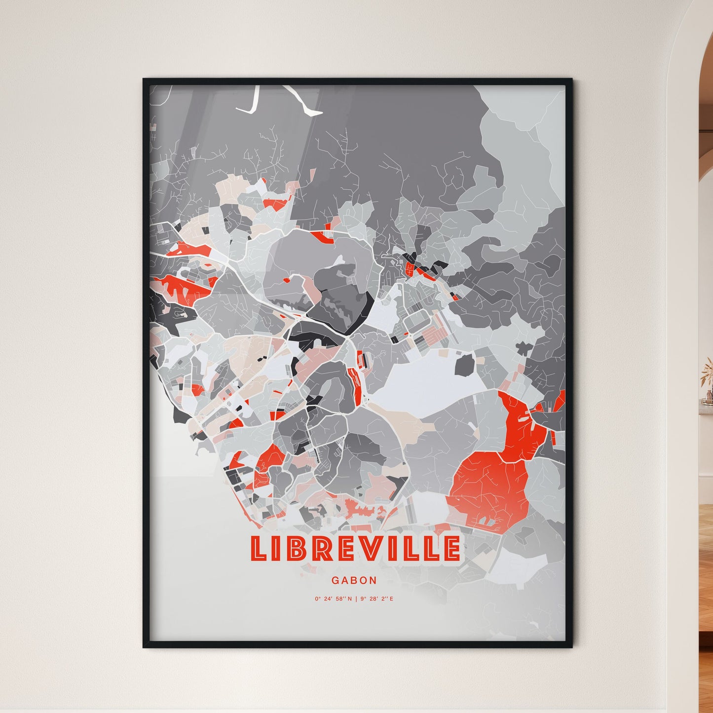 Colorful LIBREVILLE GABON Fine Art Map Modern