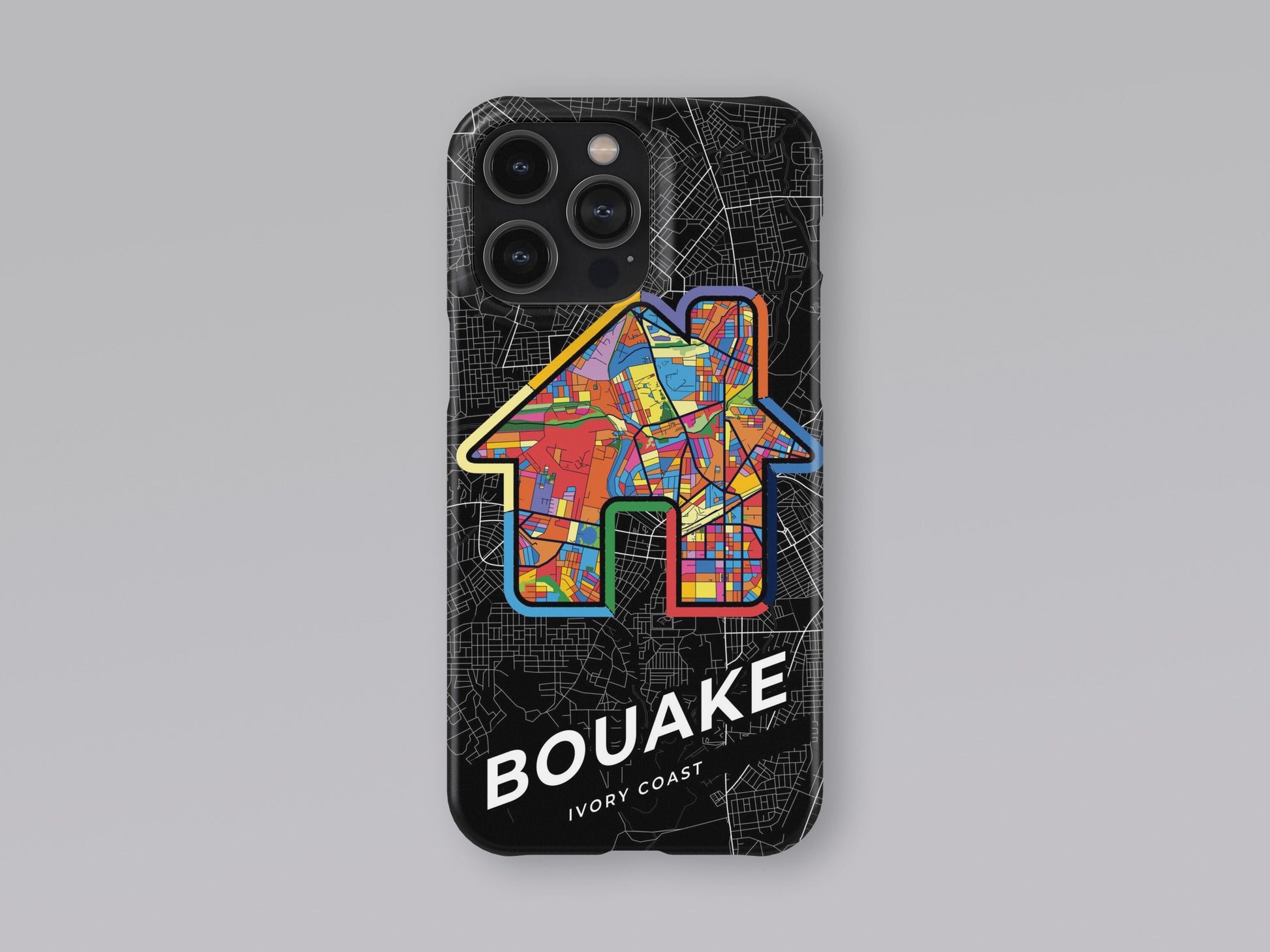 Bouake Ivory Coast slim phone case with colorful icon. Birthday, wedding or housewarming gift. Couple match cases. 3