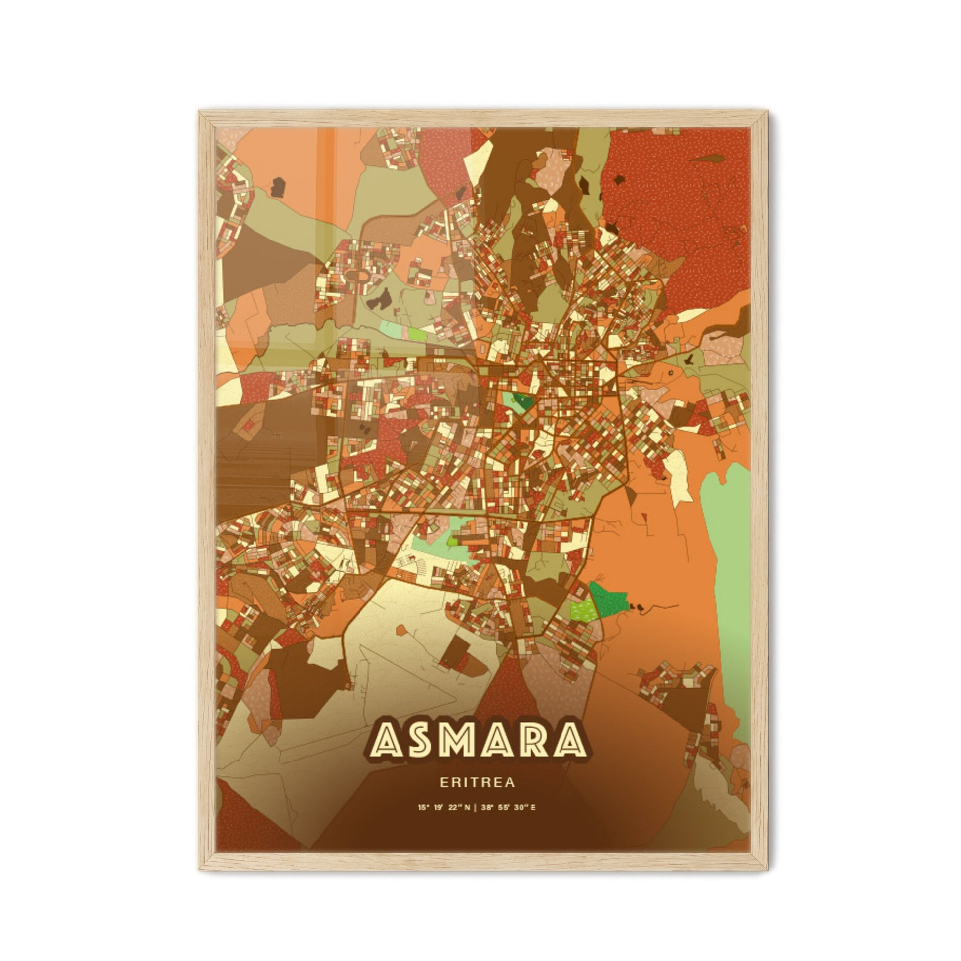 Colorful ASMARA ERITREA Fine Art Map Farmhouse