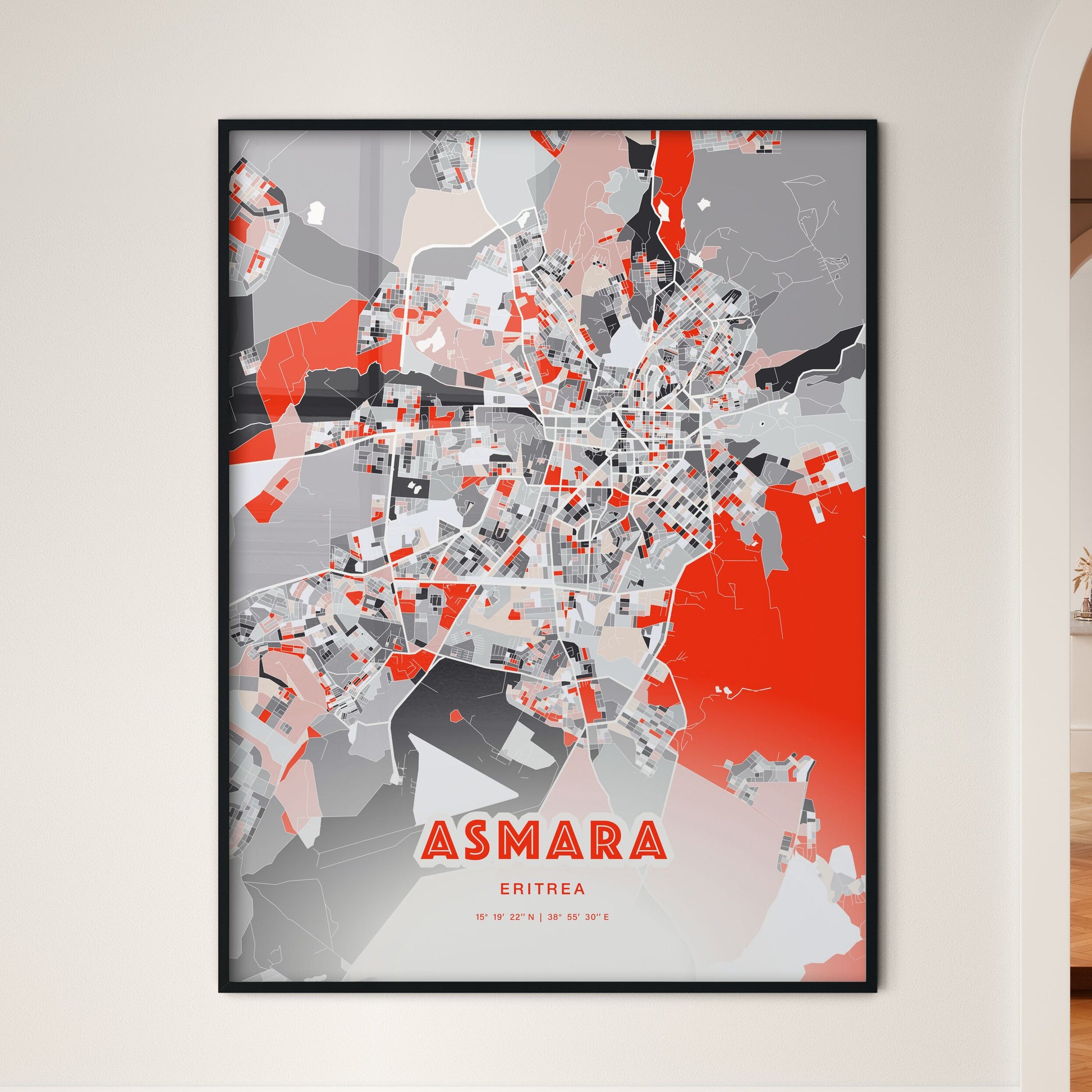 Colorful ASMARA ERITREA Fine Art Map Modern