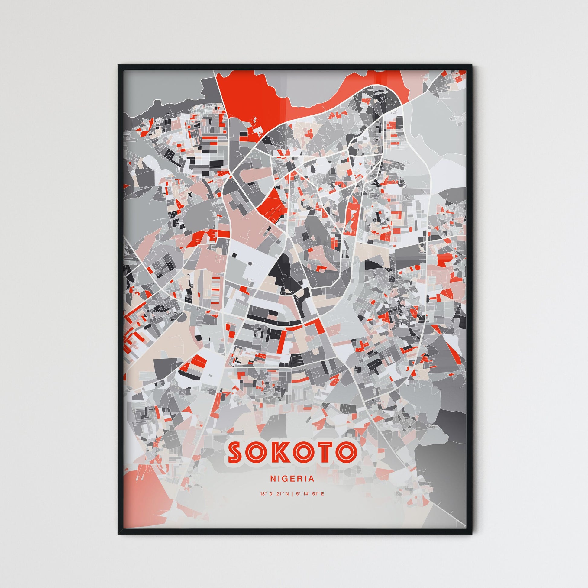 Colorful SOKOTO NIGERIA Fine Art Map Modern