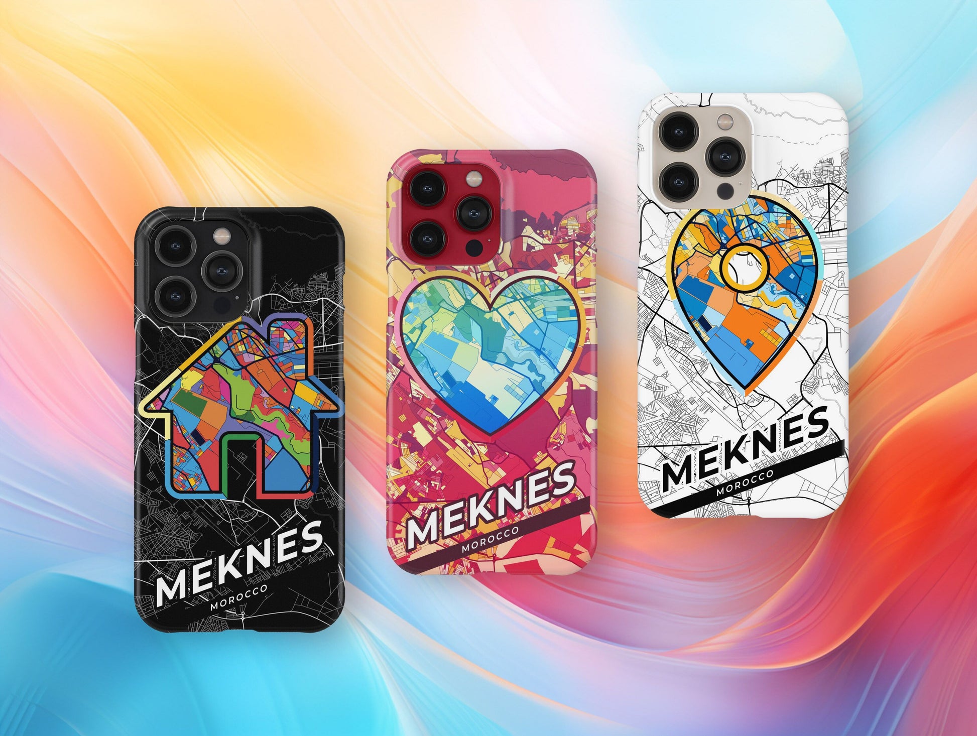 Meknes Morocco slim phone case with colorful icon