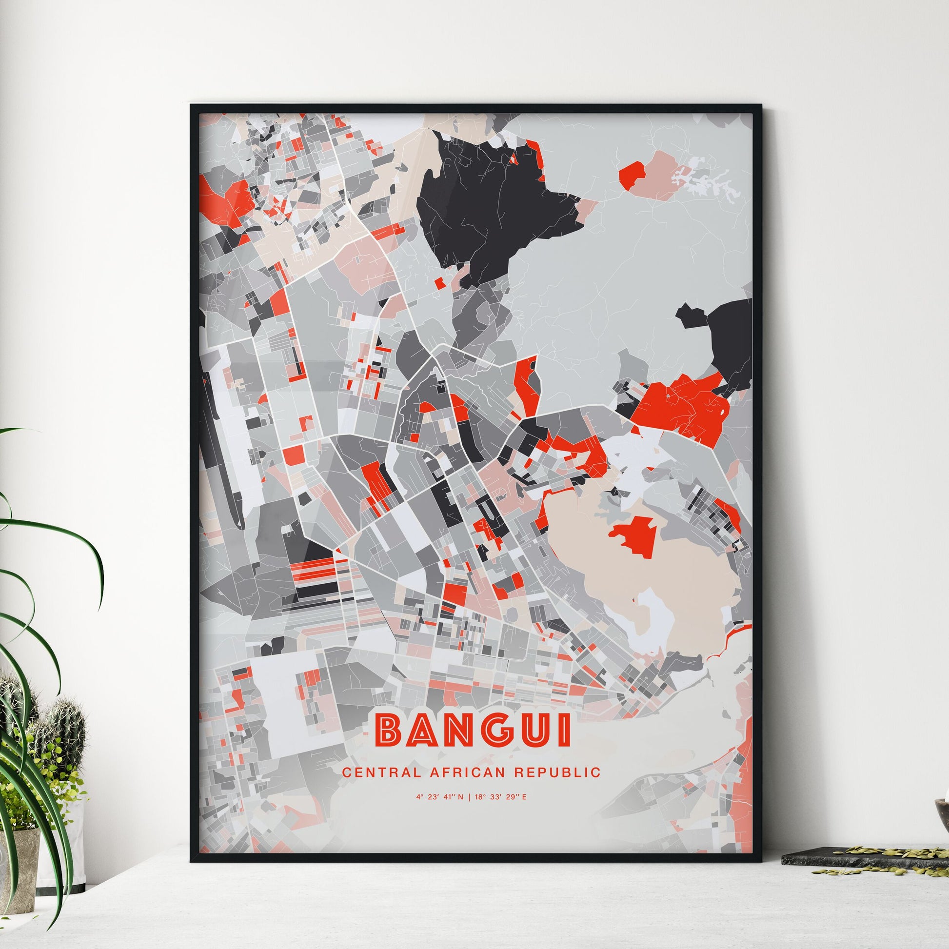 Colorful BANGUI CENTRAL AFRICAN REPUBLIC Fine Art Map Modern