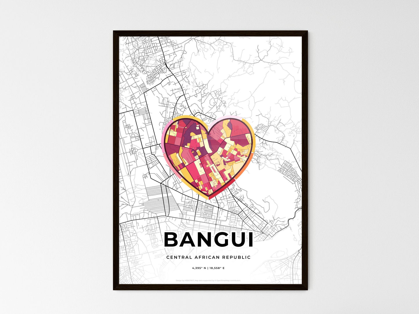 BANGUI CENTRAL AFRICAN REPUBLIC minimal art map with a colorful icon. Where it all began, Couple map gift. Style 2