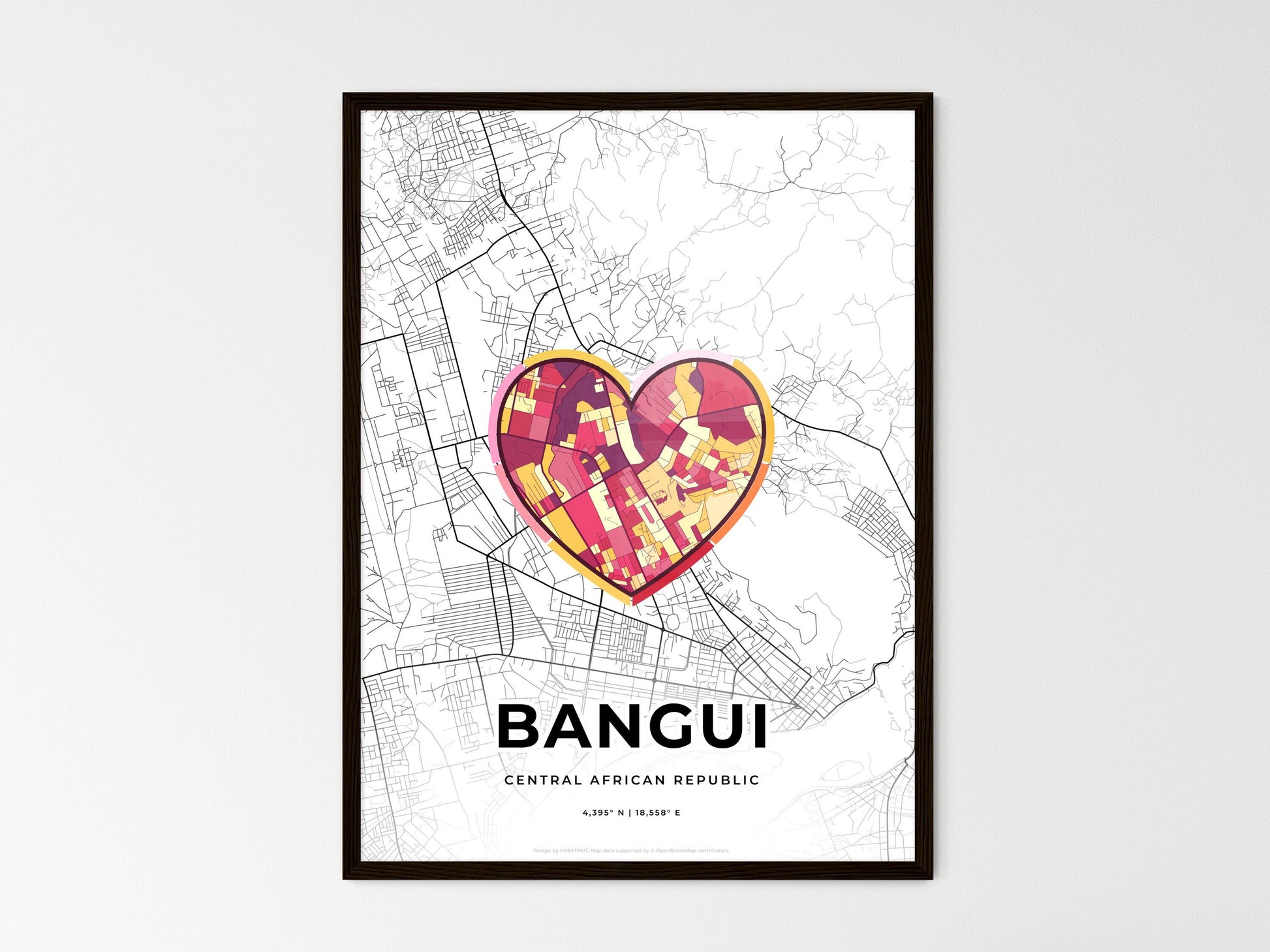BANGUI CENTRAL AFRICAN REPUBLIC minimal art map with a colorful icon. Where it all began, Couple map gift. Style 2