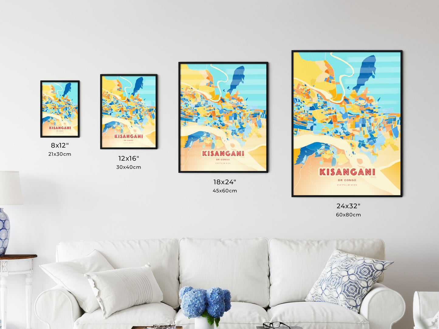 Colorful KISANGANI DR CONGO Fine Art Map