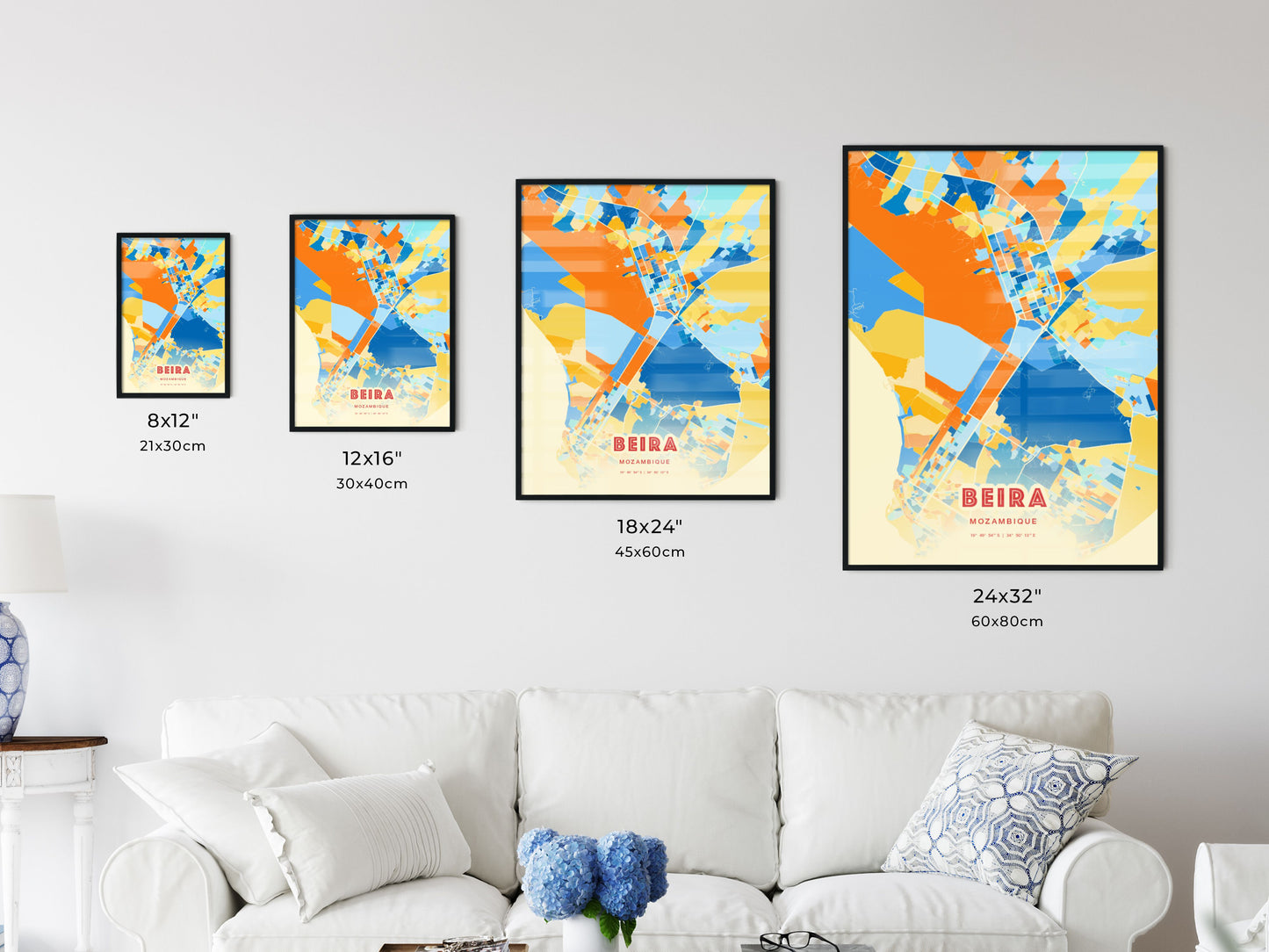 Colorful BEIRA MOZAMBIQUE Fine Art Map