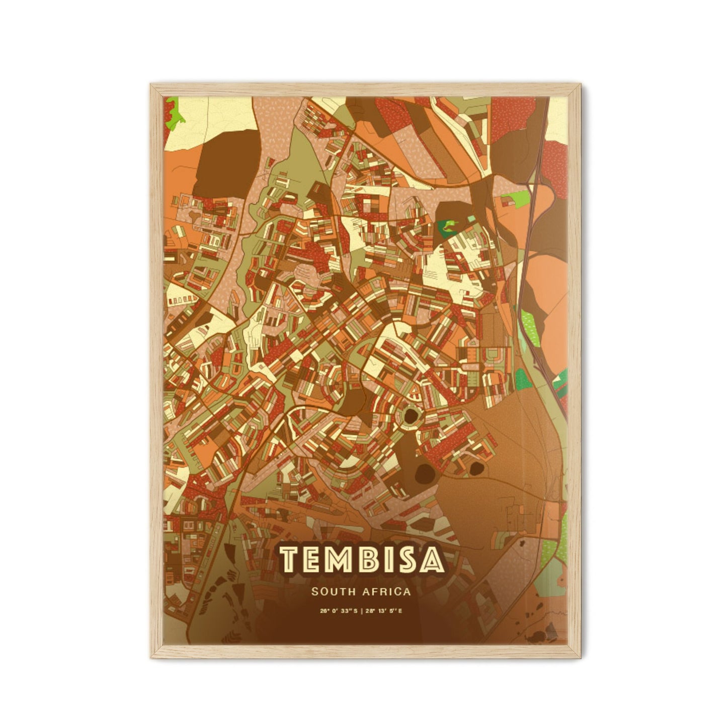 Colorful TEMBISA SOUTH AFRICA Fine Art Map Farmhouse