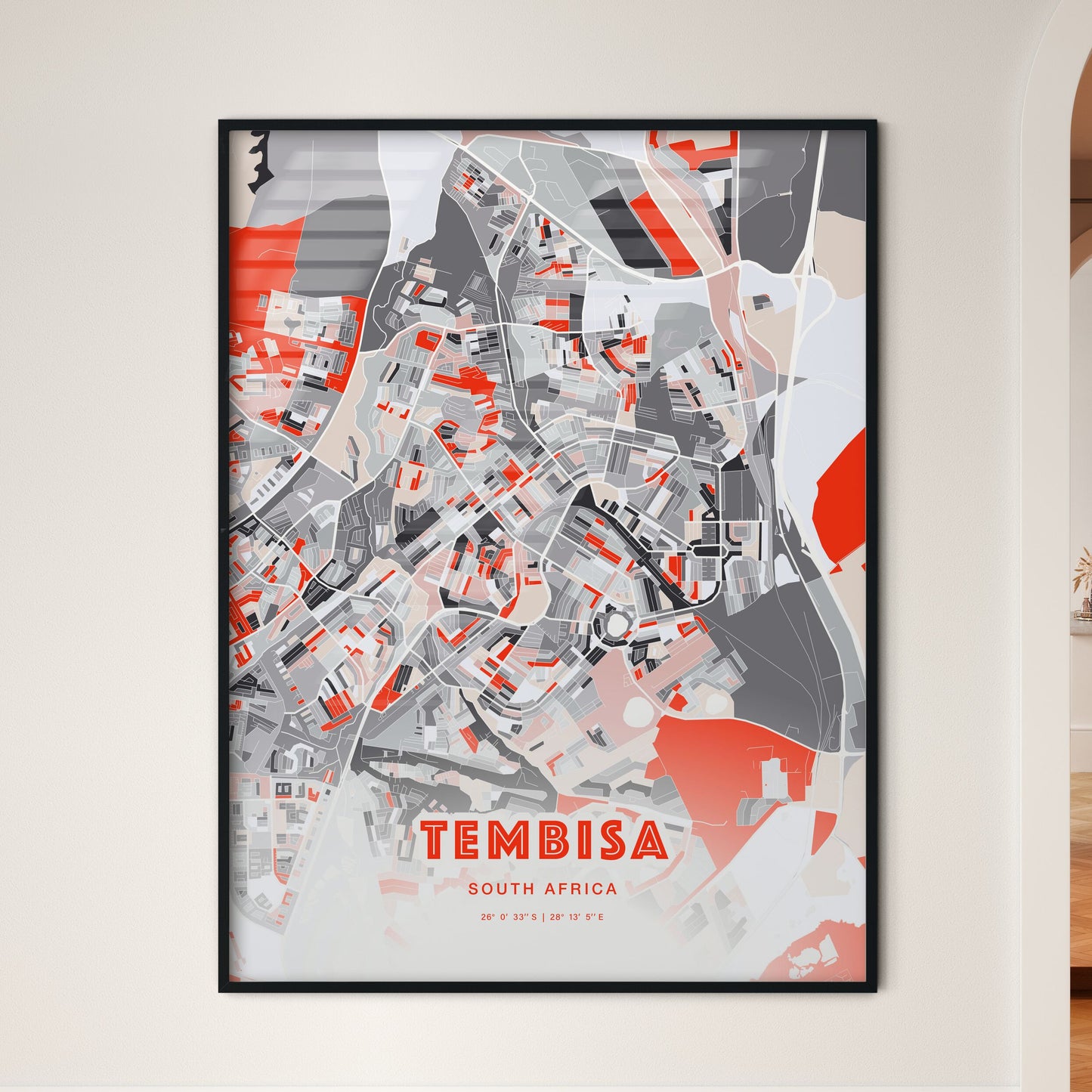 Colorful TEMBISA SOUTH AFRICA Fine Art Map Modern