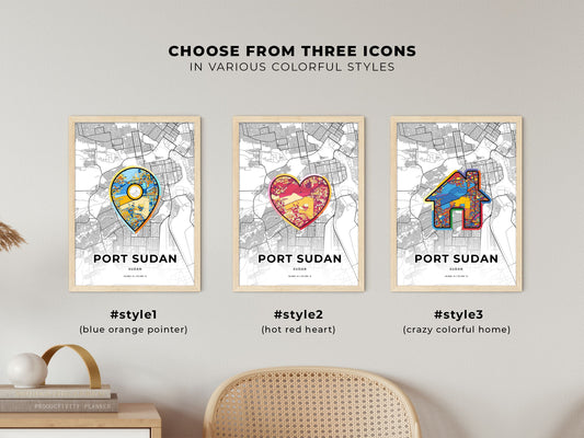 Port Sudan Sudan maps with colorful icons