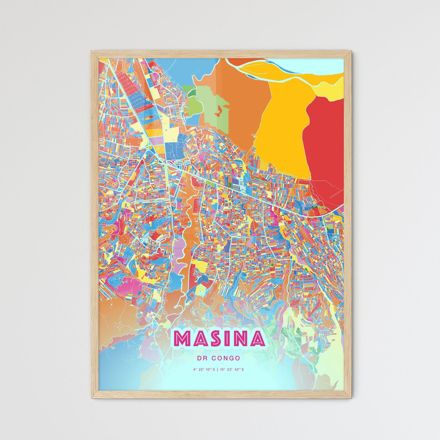 Colorful MASINA DR CONGO Fine Art Map Crazy Colors