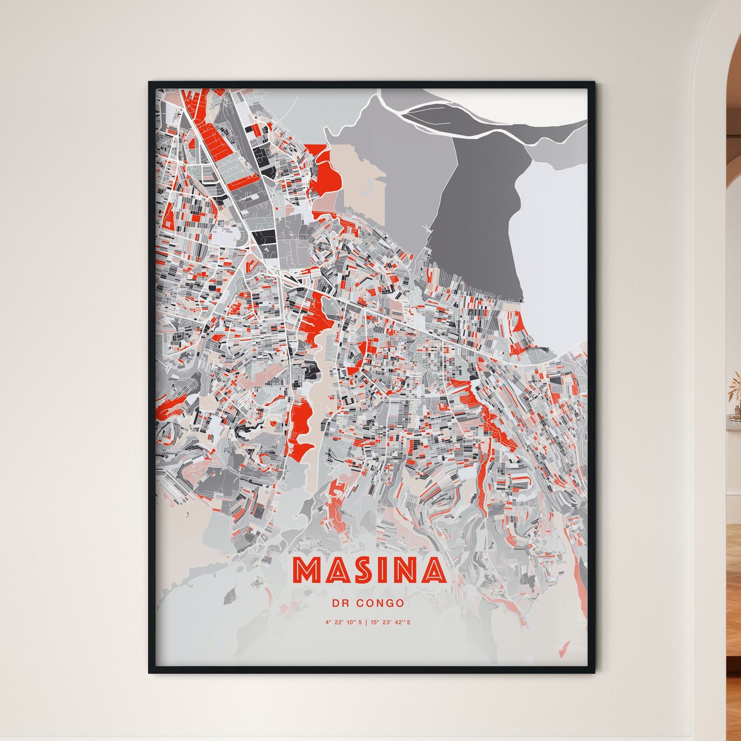 Colorful MASINA DR CONGO Fine Art Map Modern