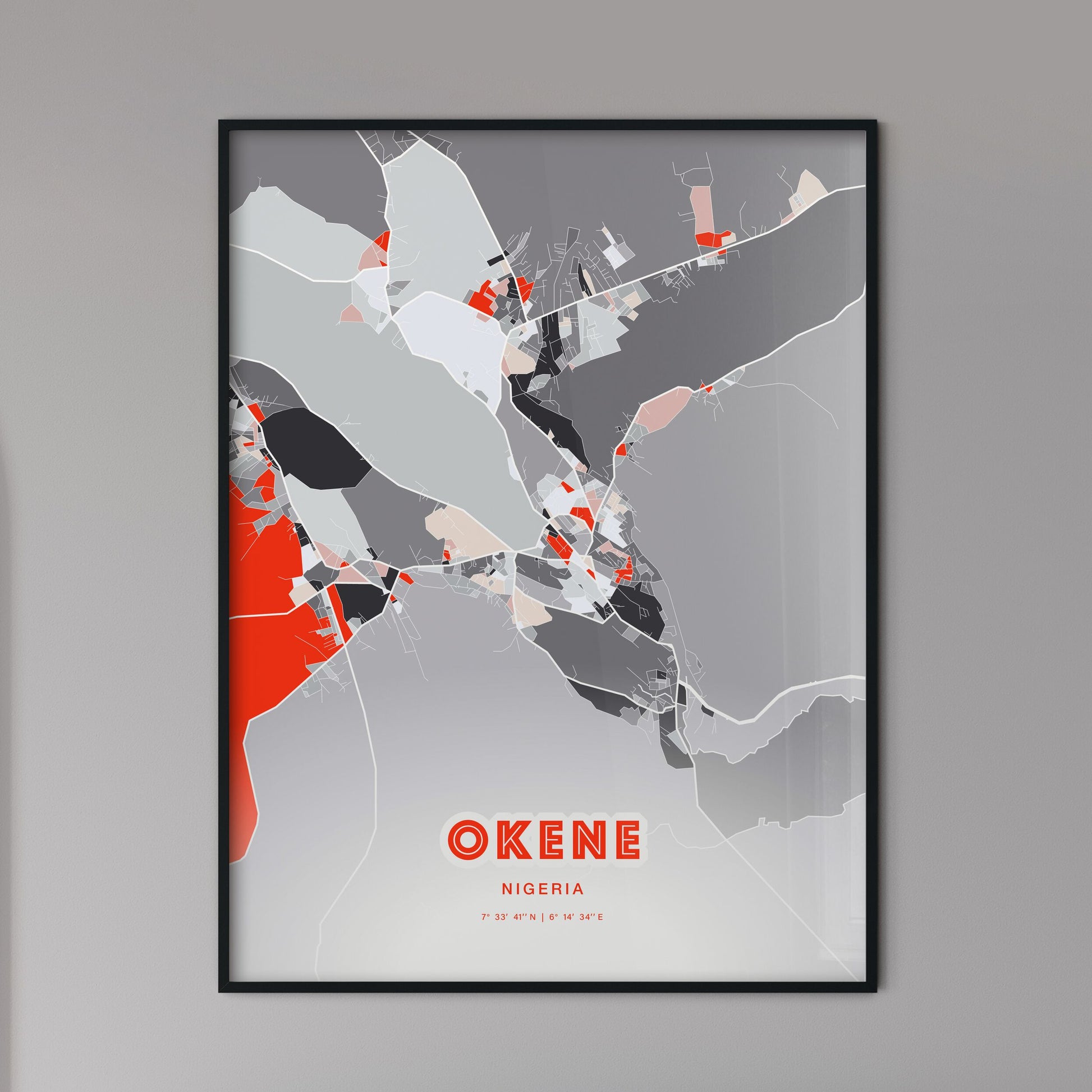 Colorful OKENE NIGERIA Fine Art Map Modern