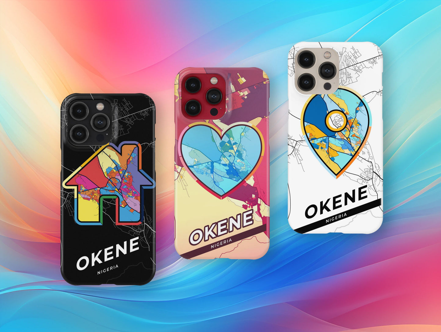 Okene Nigeria slim phone case with colorful icon