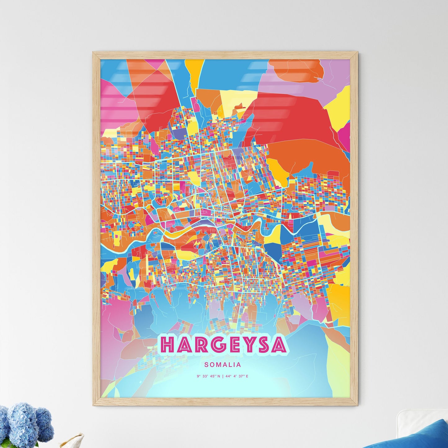 Colorful HARGEYSA SOMALIA Fine Art Map Crazy Colors