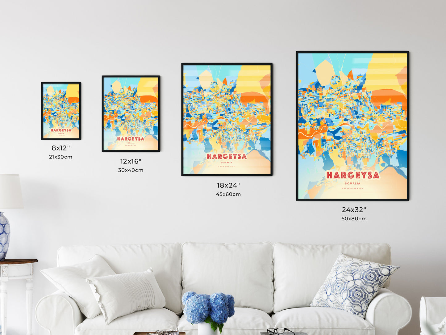 Colorful HARGEYSA SOMALIA Fine Art Map